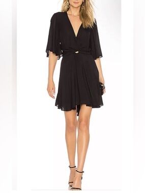 A.L.C. Black V-Neck Twist Waist Mini Dress